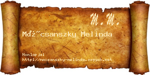 Mácsanszky Melinda névjegykártya